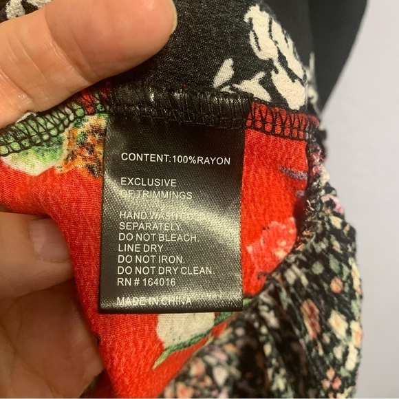 Caleoos Boho Embroidered Pullover Tassel Tie Mixed Print Top - Picture 5 of 8